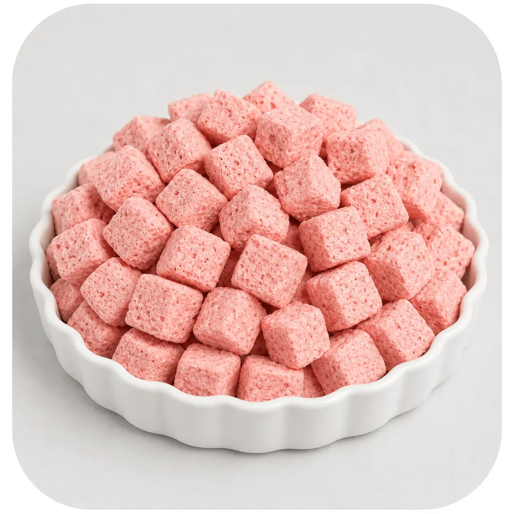 Cubos de Iogurte Liofilizados de Morango
