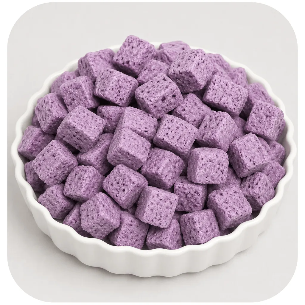 Cubos de Iogurte Liofilizados de Mirtilo